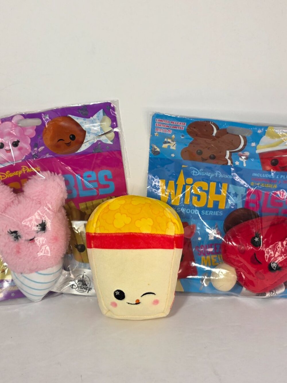 Disney Parks Wishables 3pc Parks Food Series Popcorn Cotton Candy Popsicle